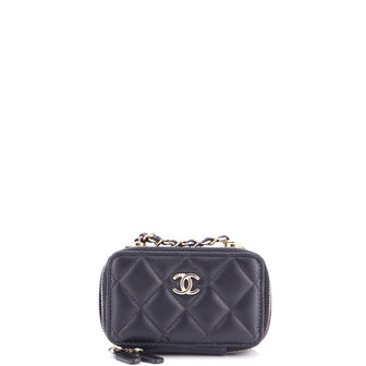 Chanel CC Chain Handle Zip Around Vanity Case with Chain Quilted Lambskin Mini