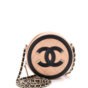 Chanel Filigree Round Clutch with Chain Quilted Caviar Mini