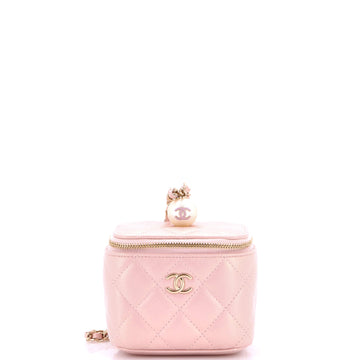 Chanel Classic Pearl Vanity Case with Chain Quilted Caviar Mini