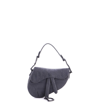Christian Dior Saddle Handbag Oblique Embossed Calfskin Mini