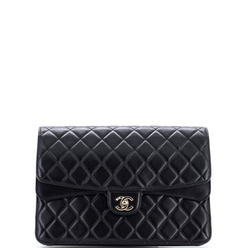 Chanel CC Double Flap Clutch Quilted Lambskin Medium
