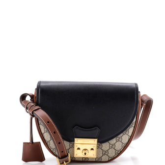 Gucci Padlock Saddle Shoulder Bag GG Coated Canvas and Leather Small
