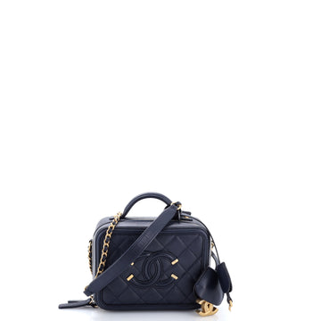 Chanel Filigree Vanity Case Quilted Caviar Small