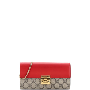 Gucci Padlock Continental Chain Wallet GG Coated Canvas and Leather Long