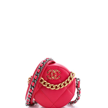 Chanel 19 Round Clutch with Chain Quilted Leather