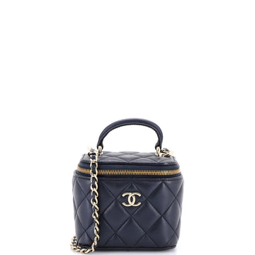 Chanel Classic Top Handle Vanity Case with Chain Quilted Lambskin Mini