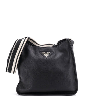 Prada Logo Strap Hobo Leather Medium