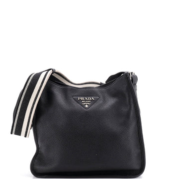 Prada Logo Strap Hobo Leather Medium