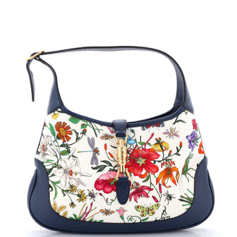 Gucci Jackie Hobo Flora Canvas with Leather Medium