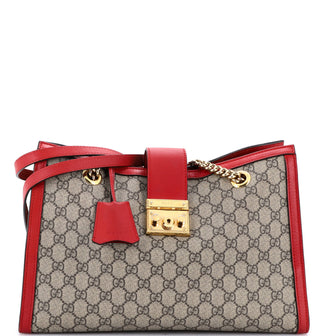 Gucci Padlock Chain Tote GG Coated Canvas with Leather Medium
