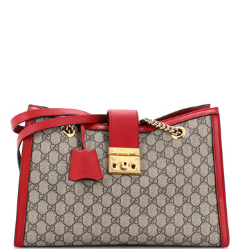 Gucci Padlock Chain Tote GG Coated Canvas with Leather Medium