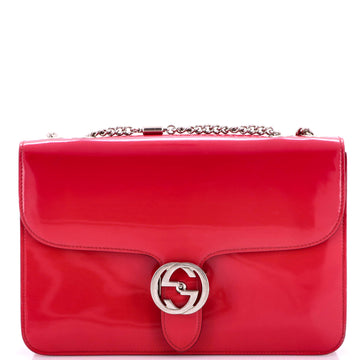 Gucci Interlocking Shoulder Bag Patent Medium