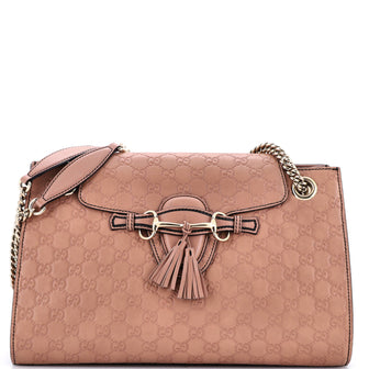 Gucci Emily Chain Flap Shoulder Bag Guccissima Leather Large