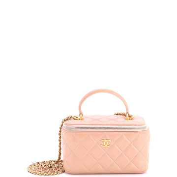Chanel Classic Top Handle Vanity Case with Chain Quilted Lambskin Small