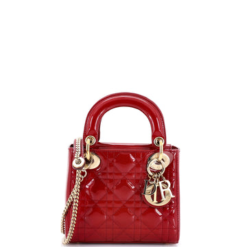 Christian Dior Lady Dior Chain Bag Cannage Quilt Patent Mini