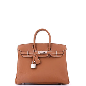 Hermes Birkin Handbag Brown Togo with Palladium Hardware 25