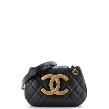 Chanel Giant CC Chain Compartment Messenger Bag Quilted Lambskin Small