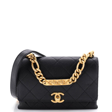 Chanel Bracelet On Chain Flap Bag Quilted Caviar Mini