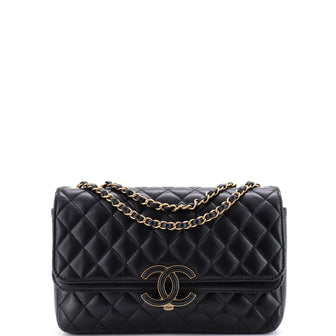 Chanel CC Chic Double Flap Bag Quilted Lambskin Medium
