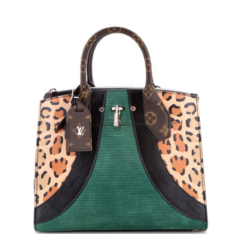 Louis Vuitton City Steamer Handbag Corduroy and Printed Leather with Monogram Canvas PM