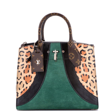 Louis Vuitton City Steamer Handbag Corduroy and Printed Leather with Monogram Canvas PM