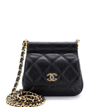 Chanel CC Frame Flap Clutch with Chain Quilted Caviar