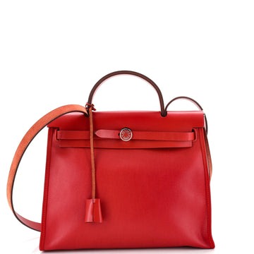 Hermes Herbag Zip Berline Vache Canvas and Leather 31