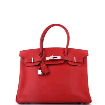 Hermes Birkin Handbag Red Epsom with Palladium Hardware 25