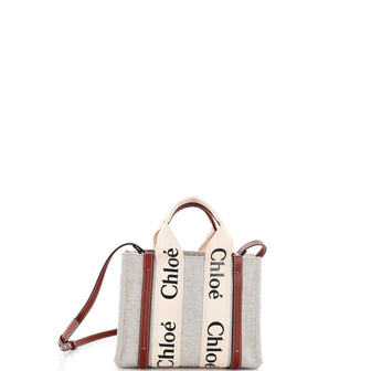 Chloe Woody Tote Canvas with Leather Small
