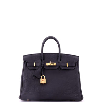 Hermes Birkin Handbag Black Togo with Gold Hardware 25