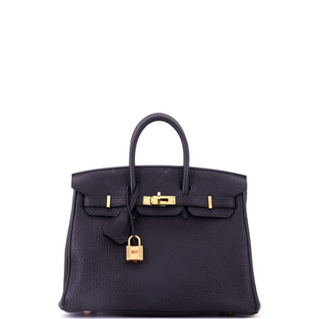 Hermes Birkin Handbag Black Togo with Gold Hardware 25
