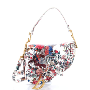 Christian Dior Saddle Handbag with Strap Printed Leather Medium