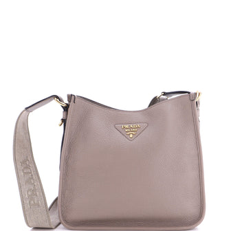 Prada Logo Strap Hobo Leather Medium