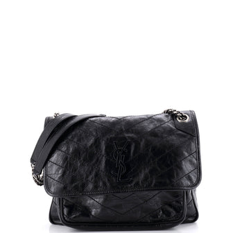 Saint Laurent Niki Chain Flap Bag Matelasse Chevron Leather Medium