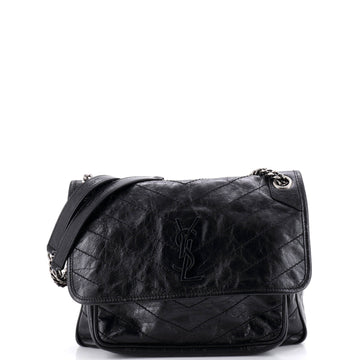 Saint Laurent Niki Chain Flap Bag Matelasse Chevron Leather Medium
