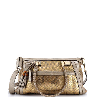 Gucci Bella Convertible Top Handle Bag Python Medium