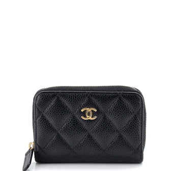 Chanel CC Zip Coin Purse Quilted Caviar Small