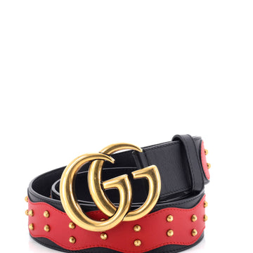 Gucci GG Marmont Belt Studded Leather Wide