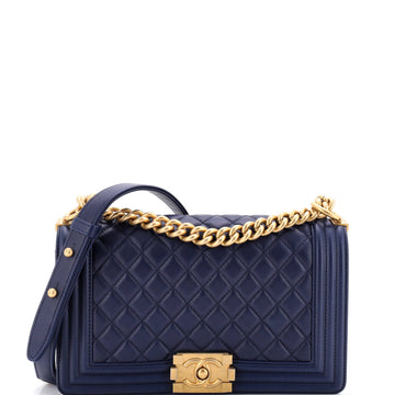 Chanel Boy Flap Bag Quilted Lambskin Old Medium
