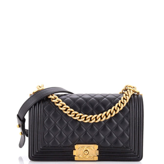 Chanel Boy Flap Bag Quilted Lambskin Old Medium