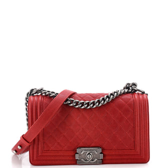 Chanel Boy Flap Bag Quilted Caviar Old Medium
