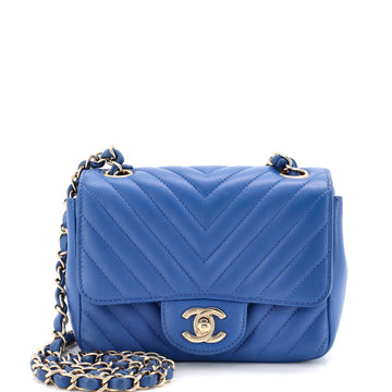Chanel Square Classic Single Flap Bag Chevron Lambskin Mini