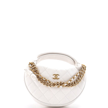 Chanel Double Chain Bow Hobo Pouch Quilted Caviar Mini