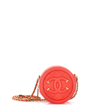 Chanel Filigree Round Clutch with Chain Quilted Caviar Mini