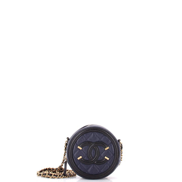 Chanel Filigree Round Clutch with Chain Quilted Caviar Mini