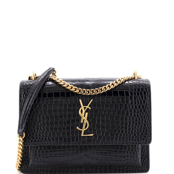 Saint Laurent Sunset Crossbody Bag Crocodile Embossed Leather Medium