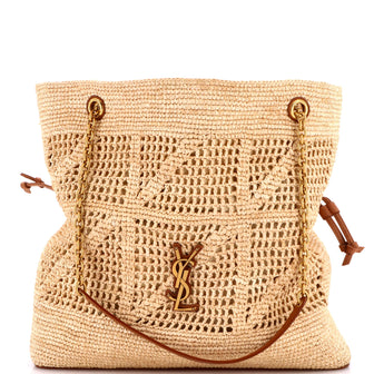 Saint Laurent Jamie Shopping Tote Raffia with Leather Medium