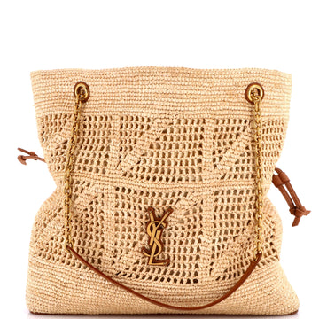 Saint Laurent Jamie Shopping Tote Raffia with Leather Medium