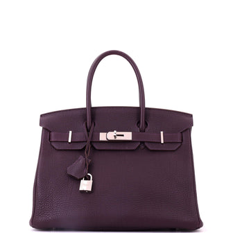 Hermes Birkin Handbag Purple Togo with Palladium Hardware 30