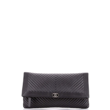 Chanel Boy Beauty CC Clutch Chevron Leather
